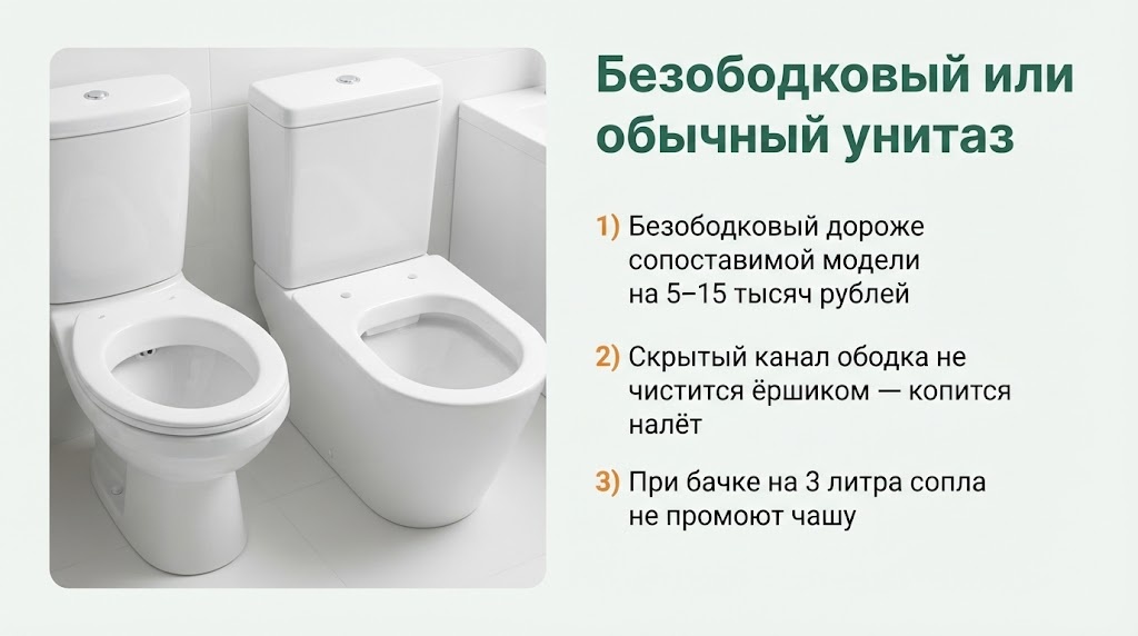 Безободковый или обычный унитаз