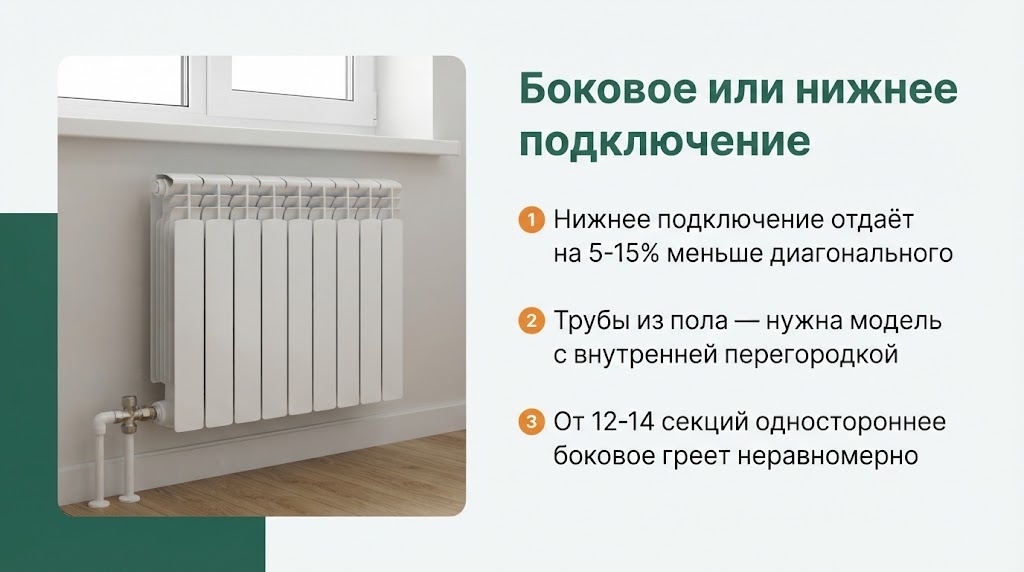 Боковое или нижнее подключение
