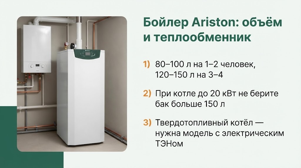 Бойлер Ariston: объём и теплообменник