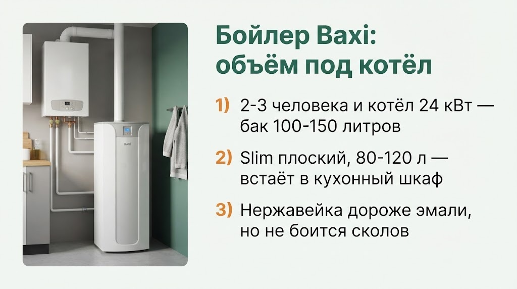 Бойлер Baxi: объём под котёл
