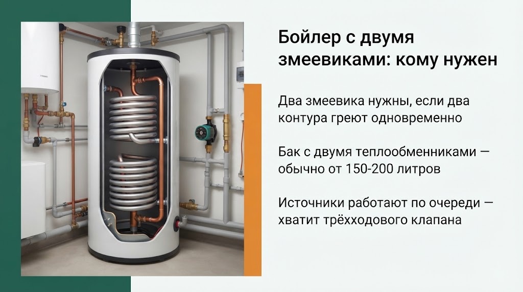 Бойлер с двумя змеевиками: кому нужен