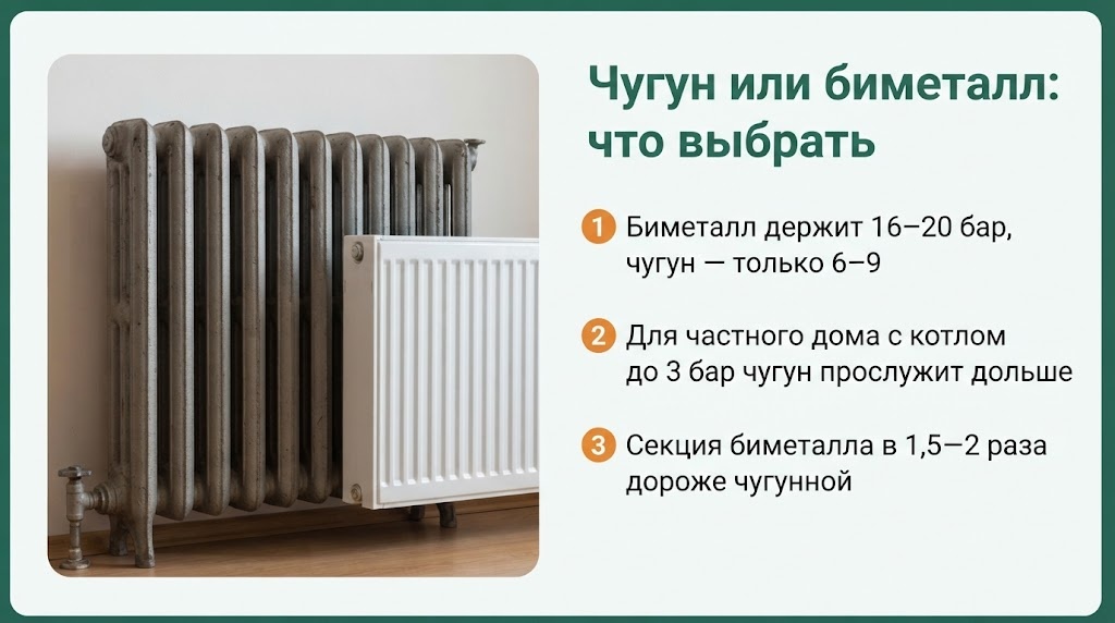 Сравнение чугунных и биметаллических радиаторов