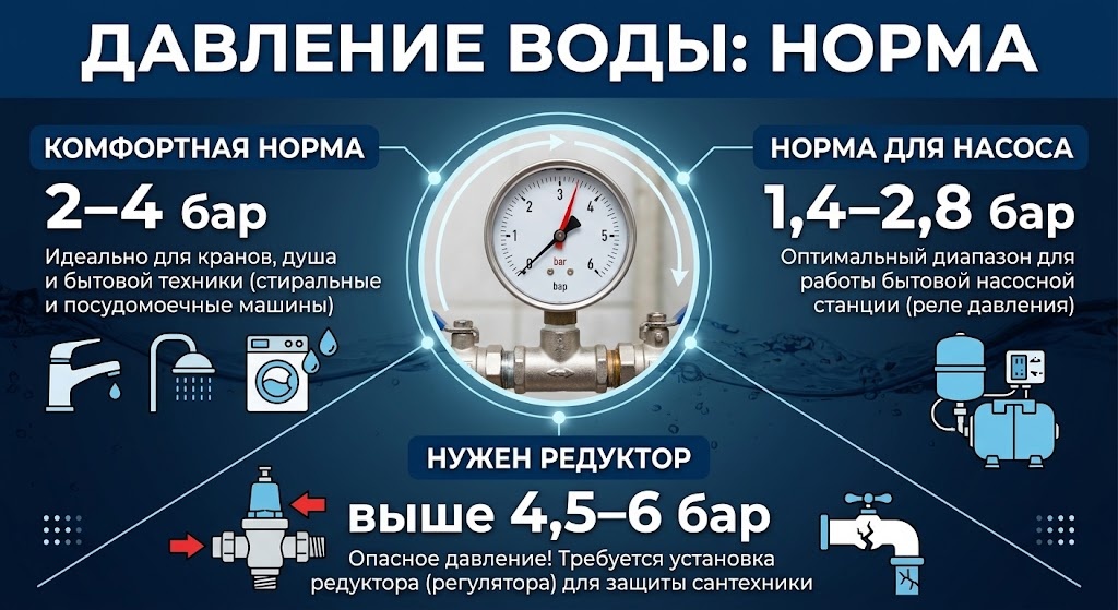 Норма давления воды в частном доме