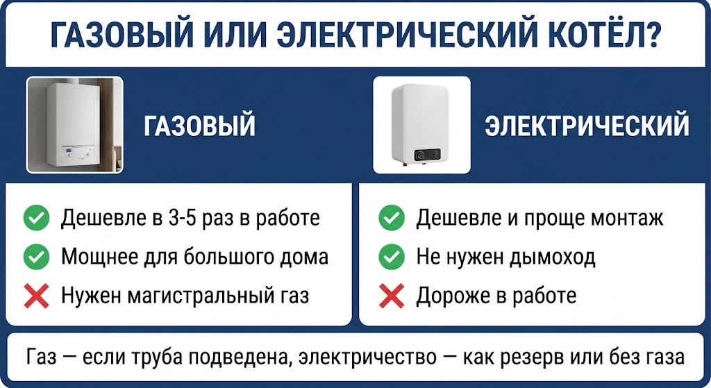 Сравнение газового и электрического котла