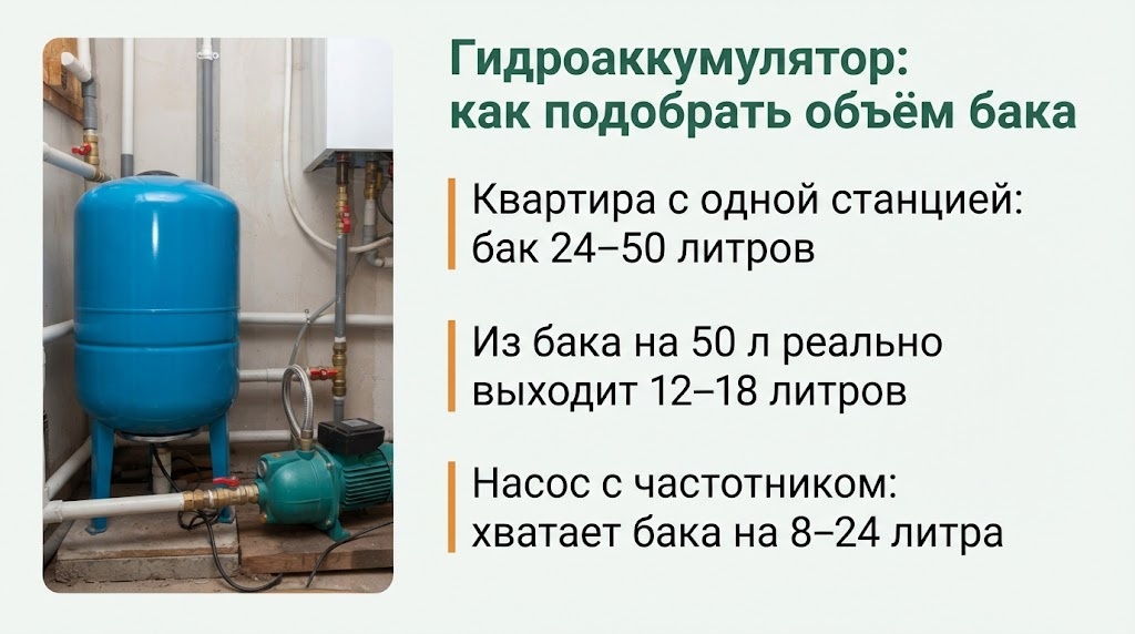 Какой объём гидроаккумулятора нужен