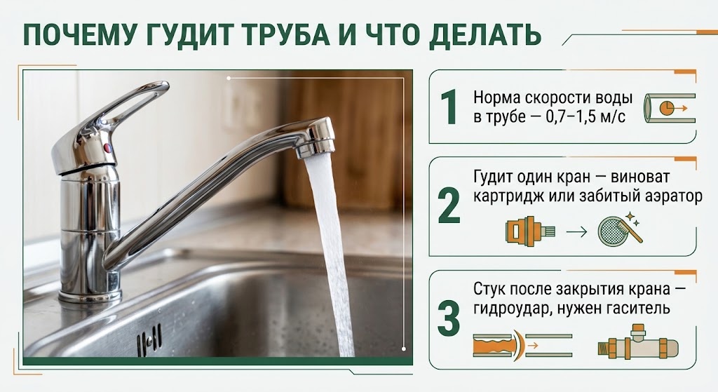 Почему гудит труба и что делать