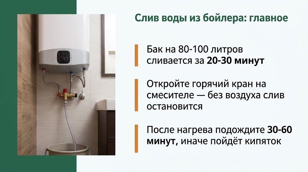Слив воды из бойлера: главное