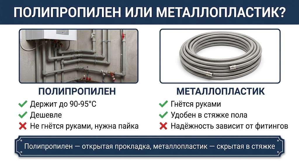 Сравнение полипропиленовой и металлопластиковой трубы