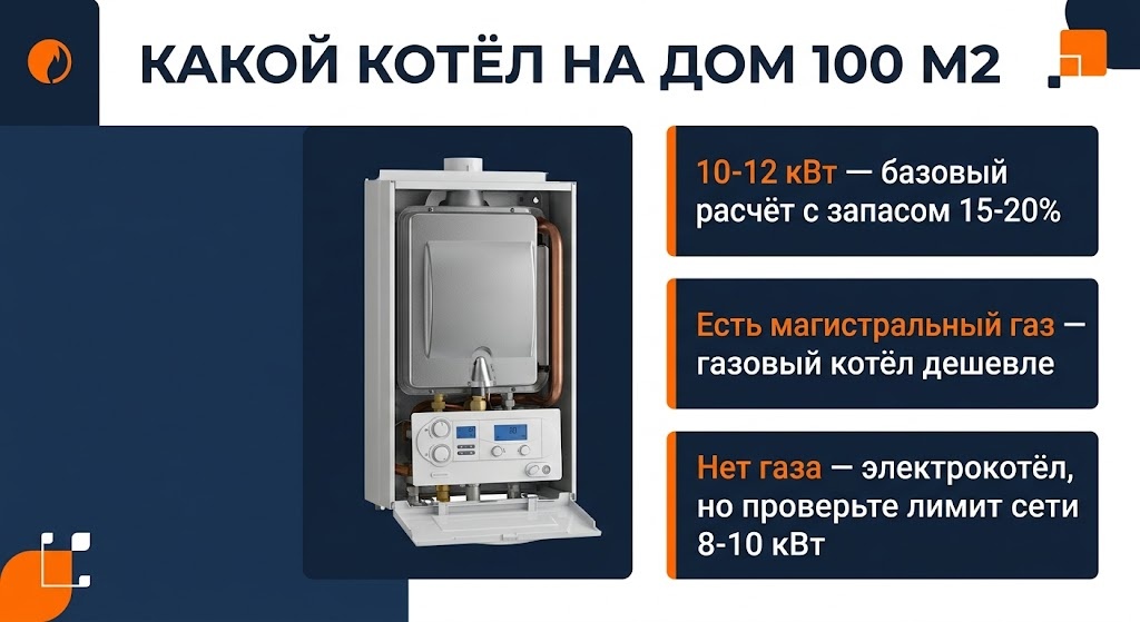 Какой котёл выбрать на дом 100 кв м