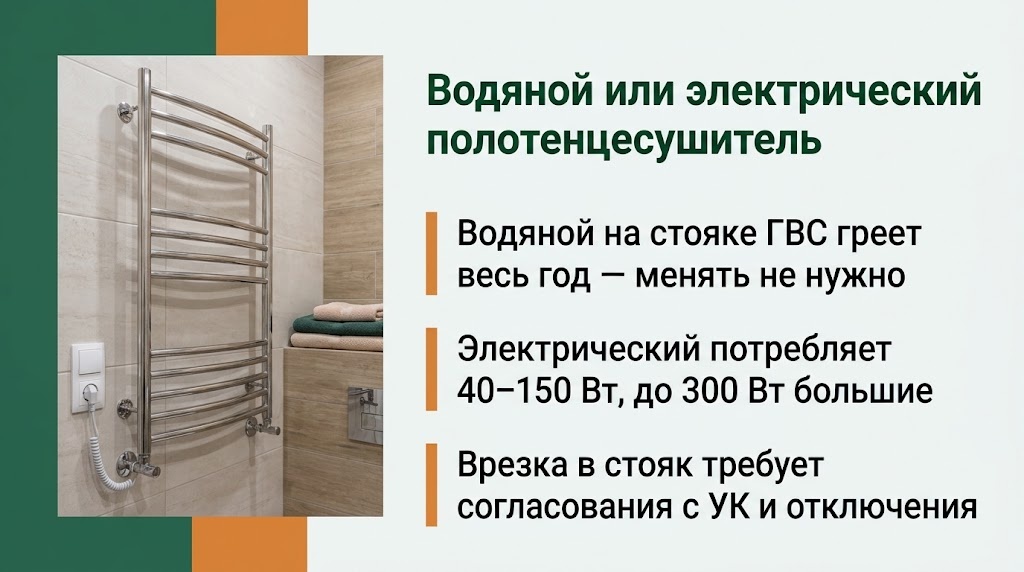 Сравнение водяного и электрического полотенцесушителя