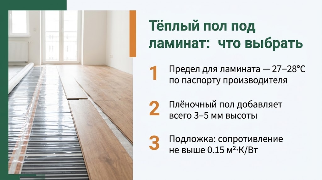 Тёплый пол под ламинат: что выбрать
