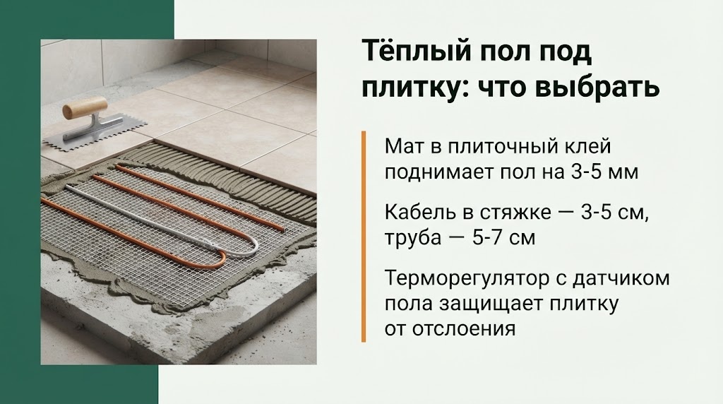 Тёплый пол под плитку: что выбрать