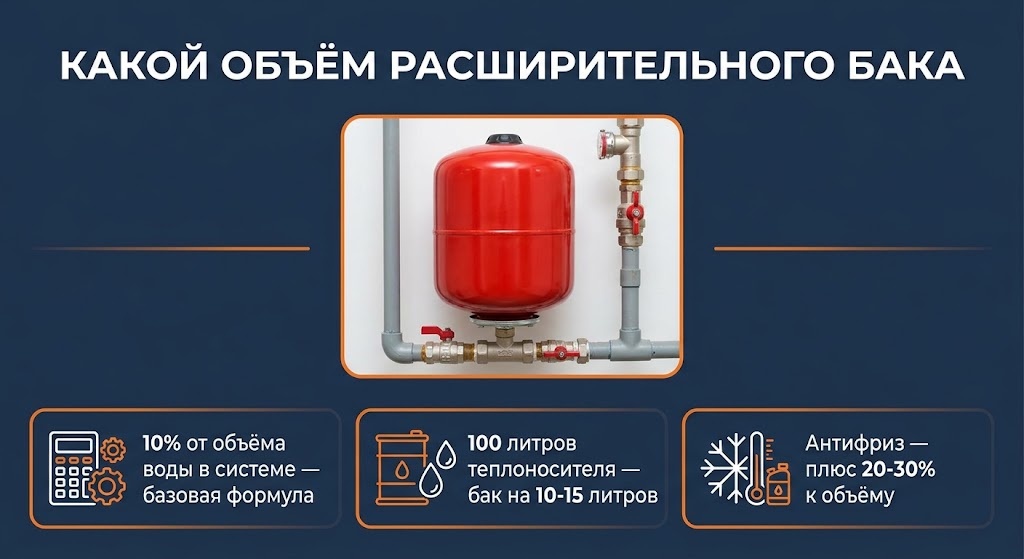 Какой объём расширительного бака нужен