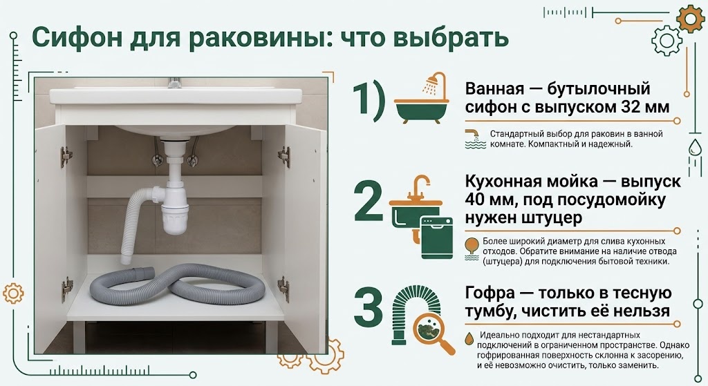 Сифон для раковины: что выбрать