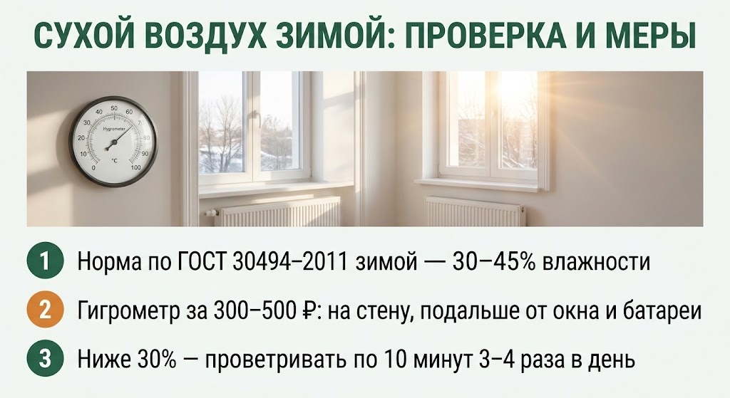 Сухой воздух зимой: проверка и меры