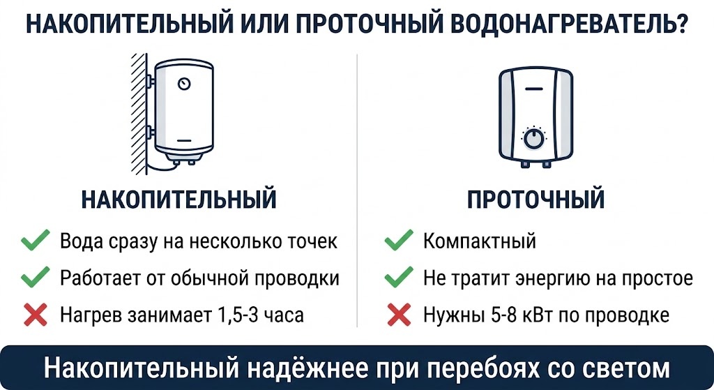 Сравнение накопительного и проточного водонагревателя